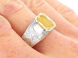 Ceylon Yellow Sapphire Ring in Platinum on hand