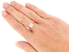 Old European Cut Diamond Solitaire in Yellow Gold Wearing