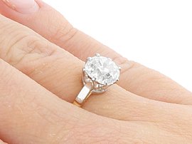 2.58 Carat Diamond Solitaire Engagement Ring wearing