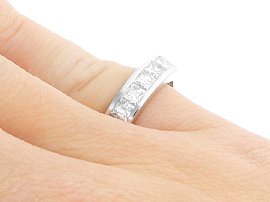 Princess Cut Diamond Eternity Ring in White Gold Wearing