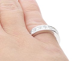 Princess Cut Diamond Eternity Ring in White Gold Wearing