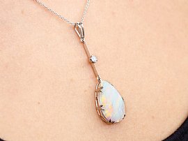 Simple Opal Teardrop Pendant wearing