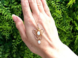 Gold Opal Pendant Necklace Outside