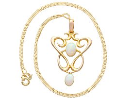 Art Nouveau Opal Pendant in Gold