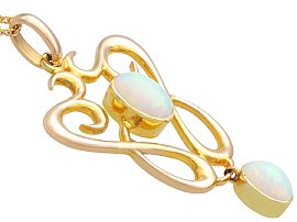 Art Nouveau Opal Pendant in Gold