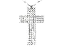 Large 7.70ct Diamond Cross Pendant in 18ct White Gold