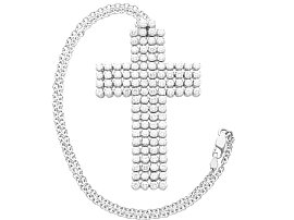 Large Diamond Cross Necklace in White Gold