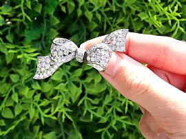 Diamond Bow Brooch in Silver 