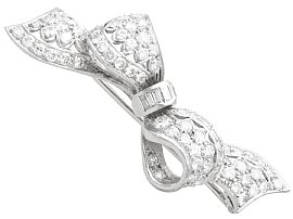 Diamond Bow Brooch in Silver 