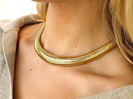 Vintage 18k Gold Collar Necklace wearing