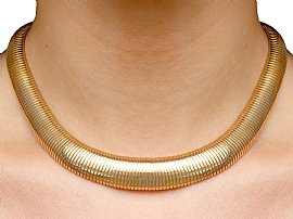 Vintage 18k Gold Collar Necklace wearing 