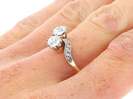 Antique 2 Stone Diamond Twist Ring wearing