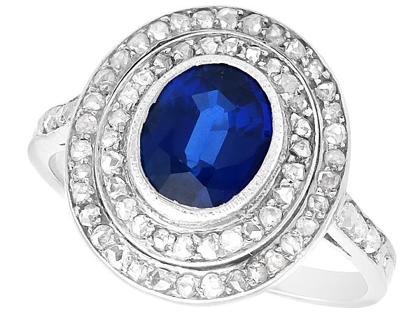 Oval Sapphire Ring with Diamond Halo