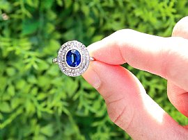 Oval Sapphire Ring with Diamond Halo