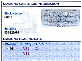 3 Row Diamond Eternity Band grading card