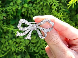 Platinum and Diamond Bow Brooch