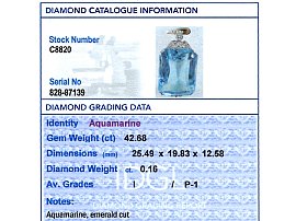  Large Antique Aquamarine Pendant grading card