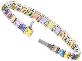 Multi Coloured Sapphire Tennis Bracelet open