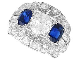 1930s 1.95ct Basaltic Sapphire and 4.15ct Diamond, Platinum Dress Ring