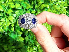 1930s sapphire and diamond cocktail ring outside 