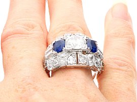 Sapphire and Diamond Dress Ring in Platinum wearing