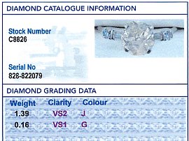 Colour J Diamond Solitaire Ring grading card