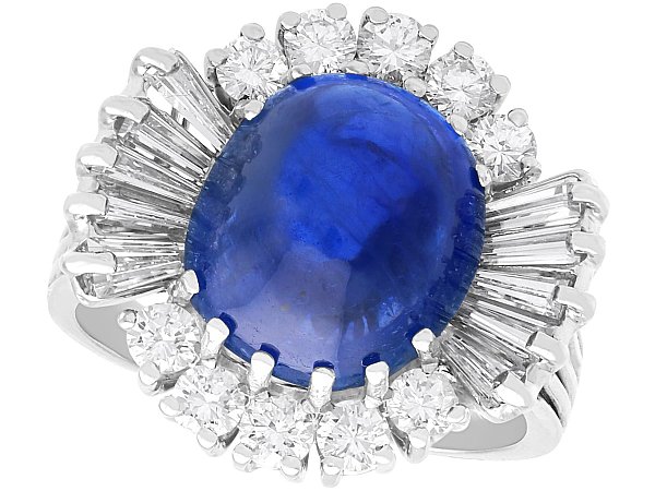 White Gold Oval Sapphire and Diamond Cluster Ring