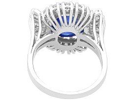 White Gold Oval Sapphire and Diamond Cluster Ring