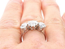 Prong Setting Trilogy Diamond Engagement Ring wearing