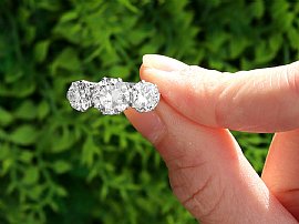 1940s Trilogy Diamond Ring in Platinum for Sale