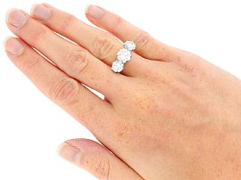 Three Stone Engagement Ring on Hand