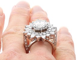 Vintage Large Diamond Cluster Ring on Hand