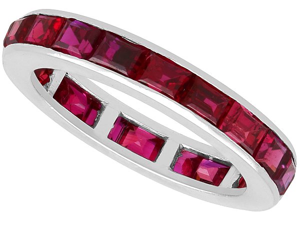 Baguette Cut Ruby Eternity Ring in Platinum