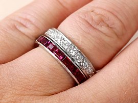 Baguette Cut Ruby Eternity Ring Stacked