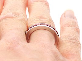 Baguette Cut Ruby Eternity Ring in Platinum