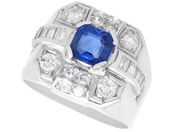 1950s Sapphire and Diamond Ring for Sale