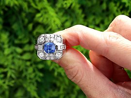 Sapphire and Diamond Ring in Platinum Outside 