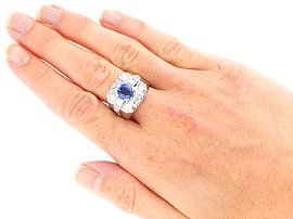 Wearing Sapphire and Diamond Ring Platinum