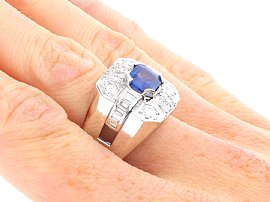 1950s Sapphire and Diamond Ring wearing