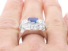 1950s Sapphire and Diamond Ring wearing