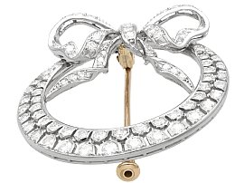  Diamond Crescent Bow Brooch for Sale 