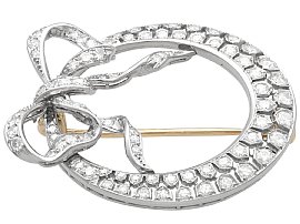  Diamond Crescent Bow Brooch for Sale 