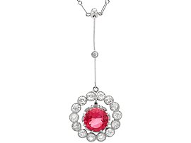 Antique 3.18ct Pink Tourmaline, 2.10ct Diamond and Platinum Pendant