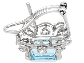 Emerald Cut Aquamarine Earrings in White Gold