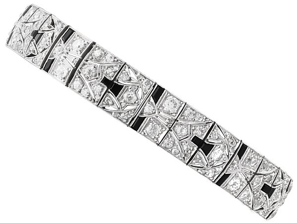 Black Onyx and Diamond Bracelet in Platinum