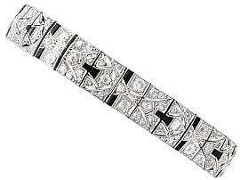 Antique 1.60ct Black Onyx, 3.67ct Diamond Bracelet in Platinum