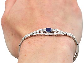 Art Deco Sapphire and Diamond Bracelet wearing