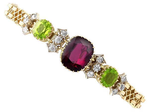 Peridot and Garnet Bracelet in Gold for Sale