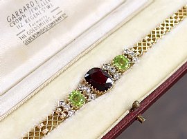 Peridot and Garnet Bracelet in Gold boxed