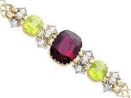 Peridot and Garnet Bracelet in Gold